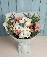 Букет цветов из:  Розы, Лизиантусы и Хризантемы #REPLACE_PRED# Табунах