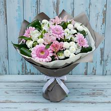 Букет цветов из:  Герберы, Альстромерии и Хризантемы #REPLACE_PRED# Табунах