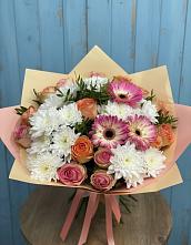 Букет цветов из:  Розы, Герберы и Хризантемы #REPLACE_PRED# Табунах