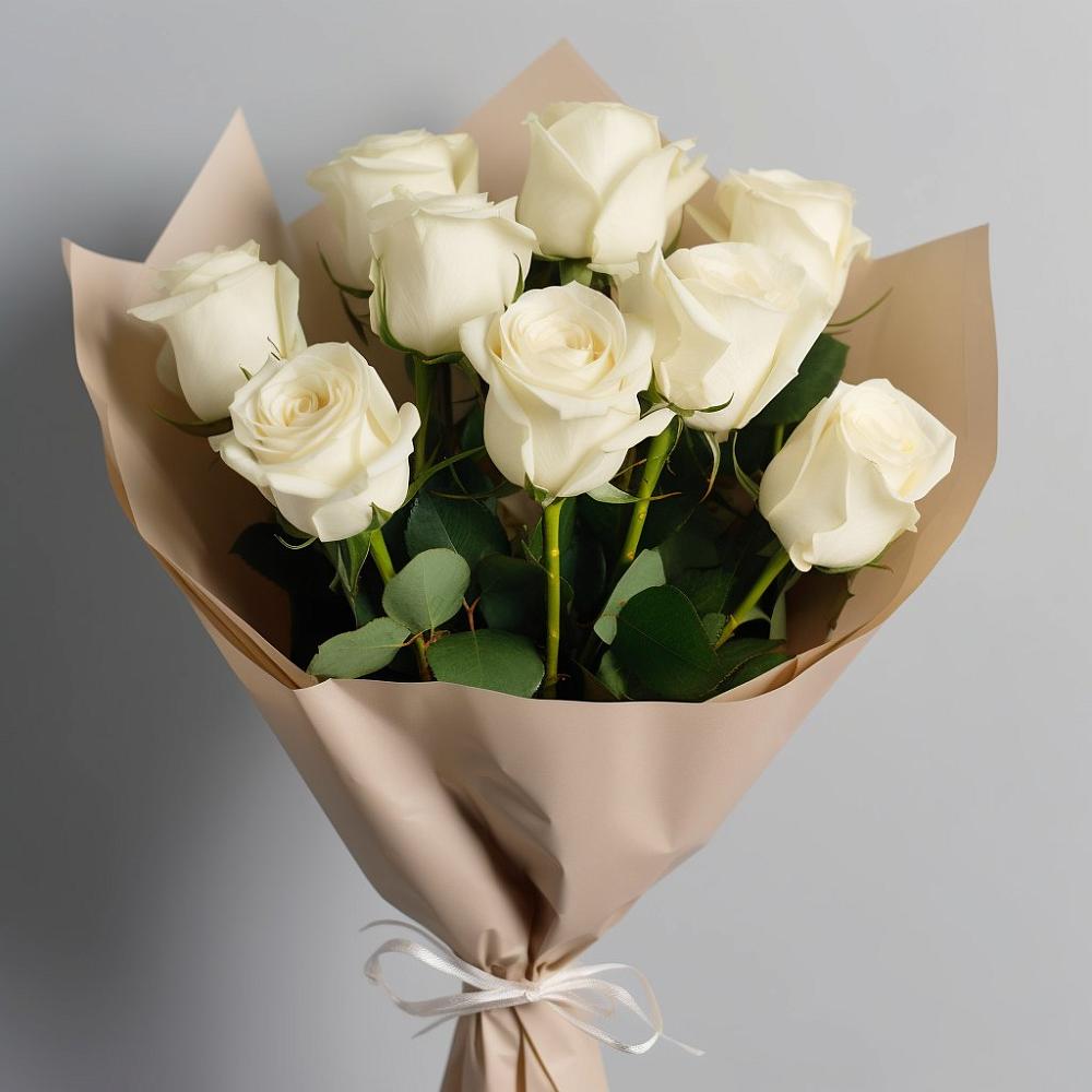 Букет 9 Белых роз Эдлесс Лав в Табунах