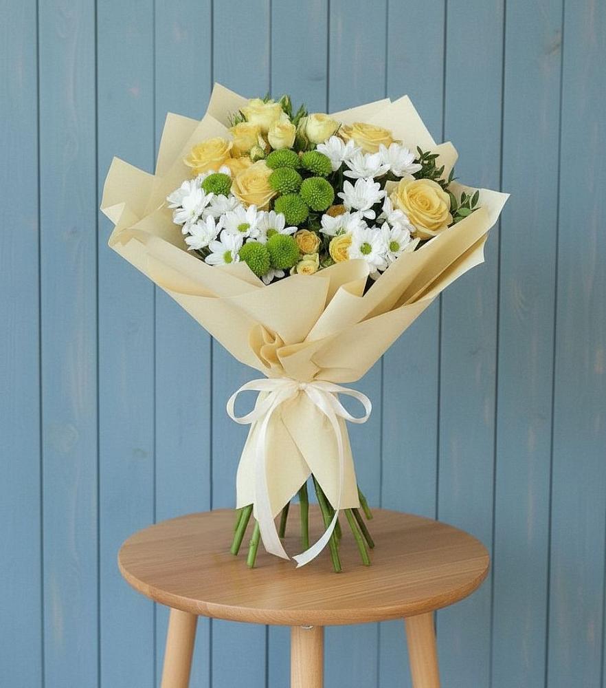 Букет цветов из: Хризантемы и Розы в Табунах