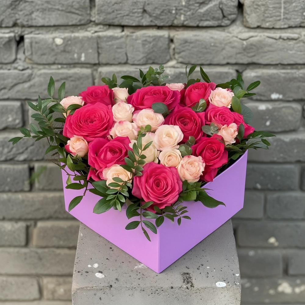 Цветочная композиция из Розы в коробке в Табунах