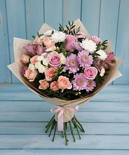 Букет цветов из:  Хризантемы, Розы и Альстромерии #REPLACE_PRED# Табунах