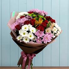 Букет цветов из:  Розы, Хризантемы и Альстромерии #REPLACE_PRED# Табунах