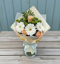 Букет цветов из:  Герберы, Розы и Хризантемы в Табунах