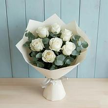 Букет Белые розы в Эвкалипте #REPLACE_PRED# Табунах